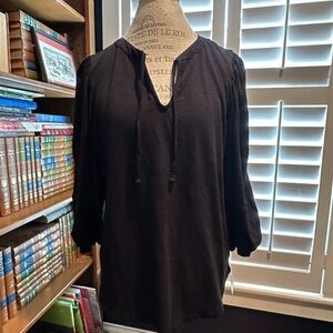 Style & Co. Black V-Neck Blouse